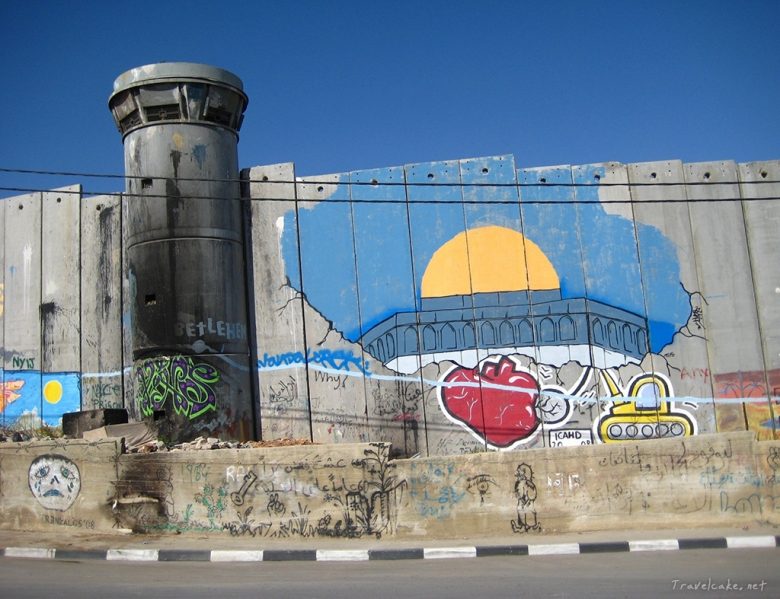 wall with watch tower, palestine