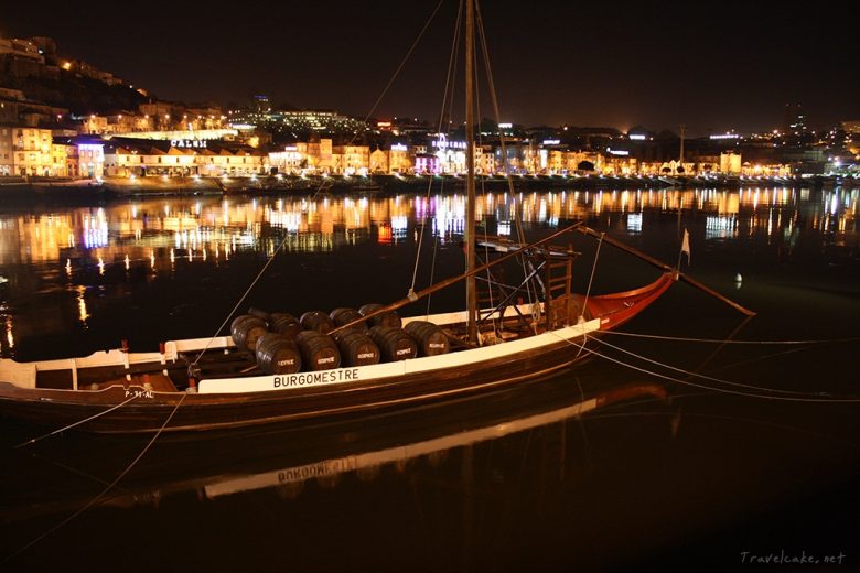 Douro river banks by night, Portugal