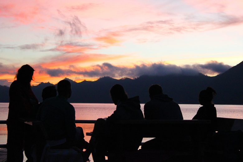 sunrise over Batur's craterlake, no climbing what so ever