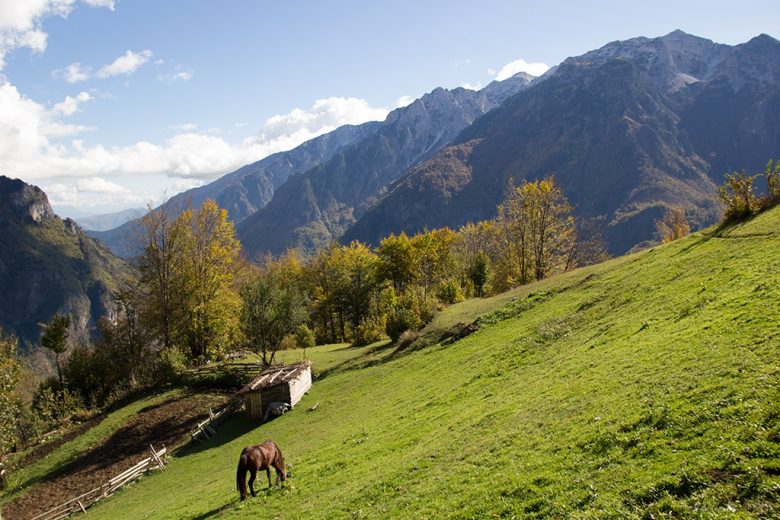 slanted slopes of the Albanian "Alps"