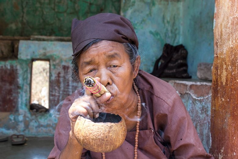 Myanmar, woman smoking