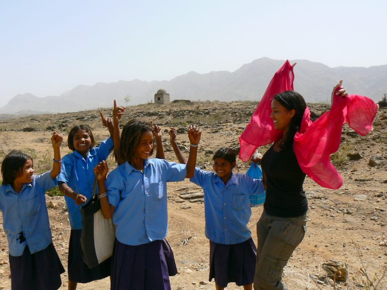 dancing with some school kids during the pee/stretch break in the middle of nowhere
