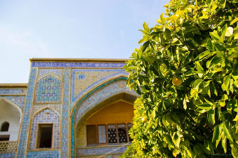 almost ripe oranges in the mosque's court garden