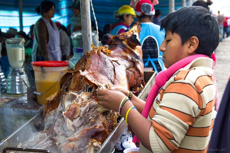 breakfast Otavalo, animal market, Ecuador