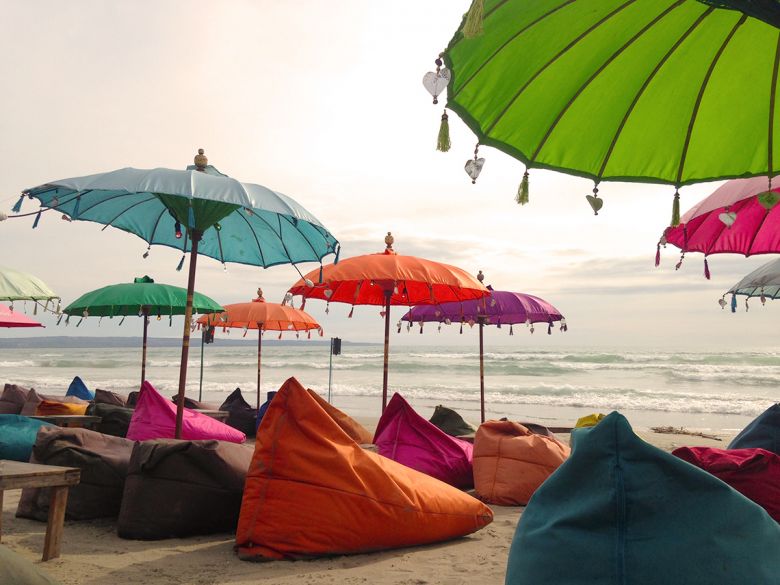 bean bags on the beach in Seminyak Bali